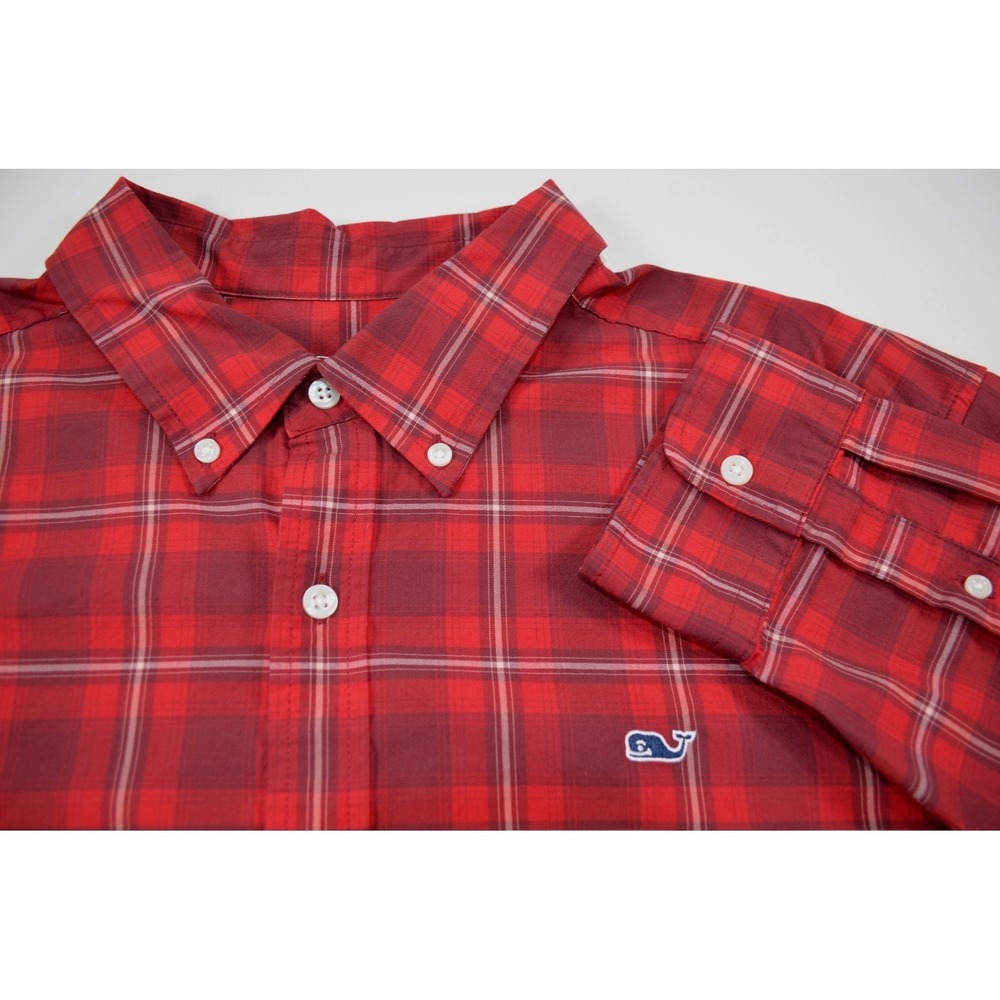 Vineyard Vines Classic Fit Performance Shirt Mens XL Red Plaid Long Sleeves